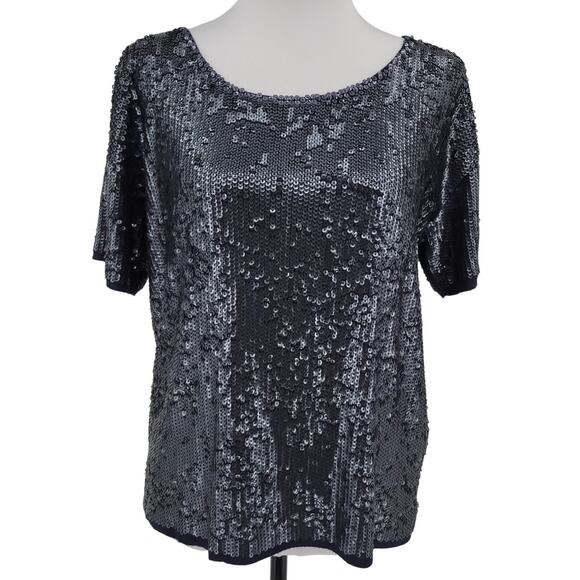 J.Crew Slouchy Sequin Top‎ Metallic Oversized Indie Sleaze Party Club Size XS - Picture 1 of 8